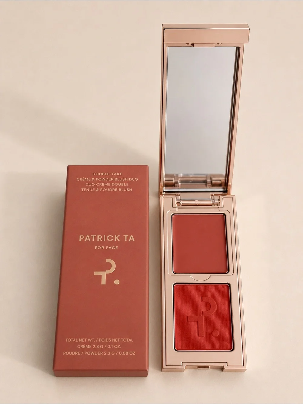 Patrick Ta Double-Take Creme & Powder Blush Duo — she left me on red . Mini